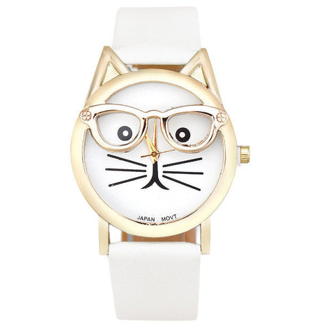 NERDY CAT LEATHER WATCH