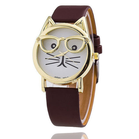 NERDY CAT LEATHER WATCH